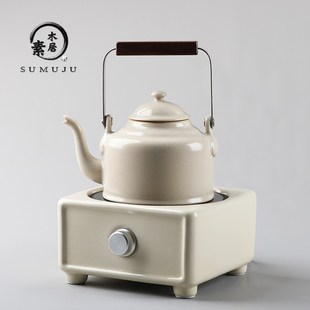 草木灰电陶炉简约家用陶壶手工烧水泡茶壶围炉煮茶器茶炉 素木居