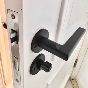 分体房间木门锁简约锁具现代室内卧室黑色门把手静音房门锁家用