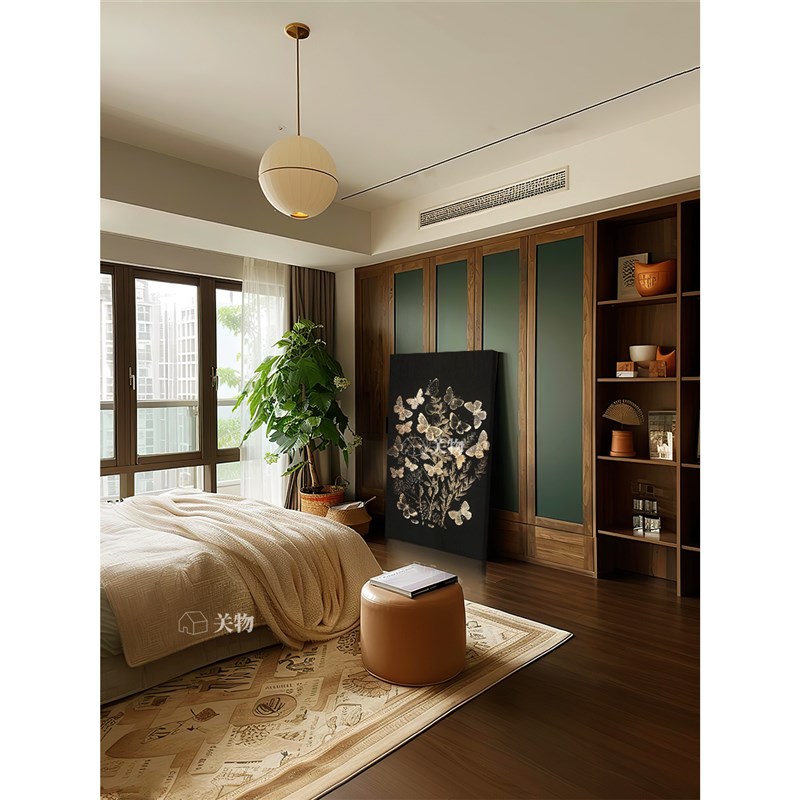 法式轻奢蝴蝶手绘油画卧室床头装饰画复古黑色高级感客厅玄关挂画图片
