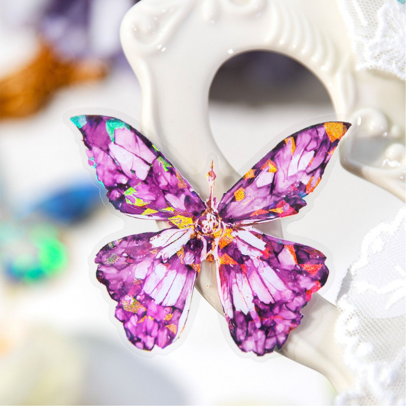 言己PET贴纸宝石蝶园系列烫金蝴