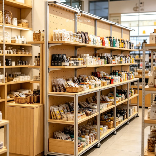 铝木型组合商超货架便利店陈列架店铺样品展示柜多功能收纳置物架