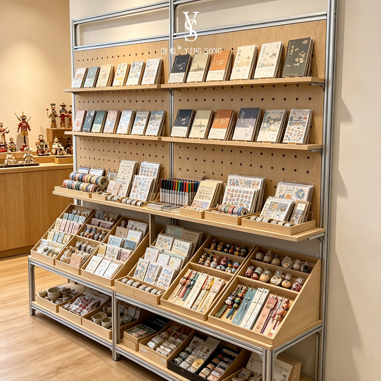 落地组合洞洞板货架 文创小店文具手账饰品挂件样品展示架可定制