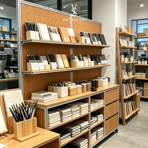 实体文创店铺洞洞板铝型材货架文具书本收纳落地多功能展示柜子