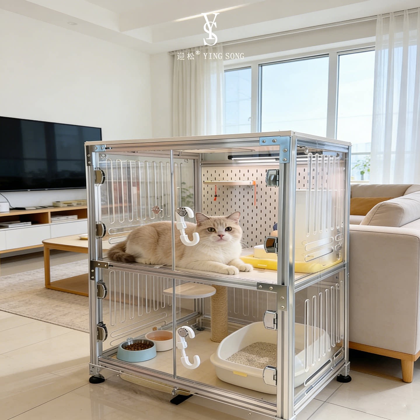 透明亚克力双层耐用猫笼子立式多层超大容量猫咪别墅全景玻璃猫舍