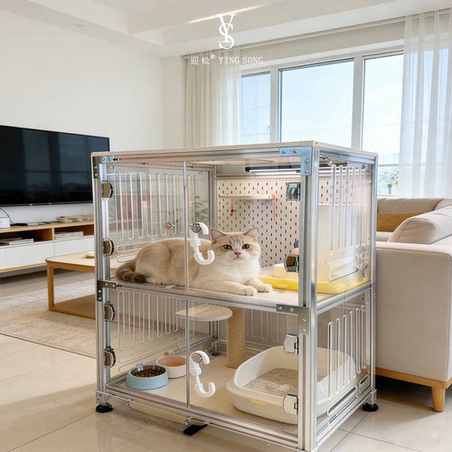 透明亚克力双层耐用猫笼子立式多层超大容量猫咪别墅全景玻璃猫舍