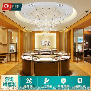 落地商场珠宝展示柜商用 饰品展柜首饰陈列柜不锈钢实木中岛柜台