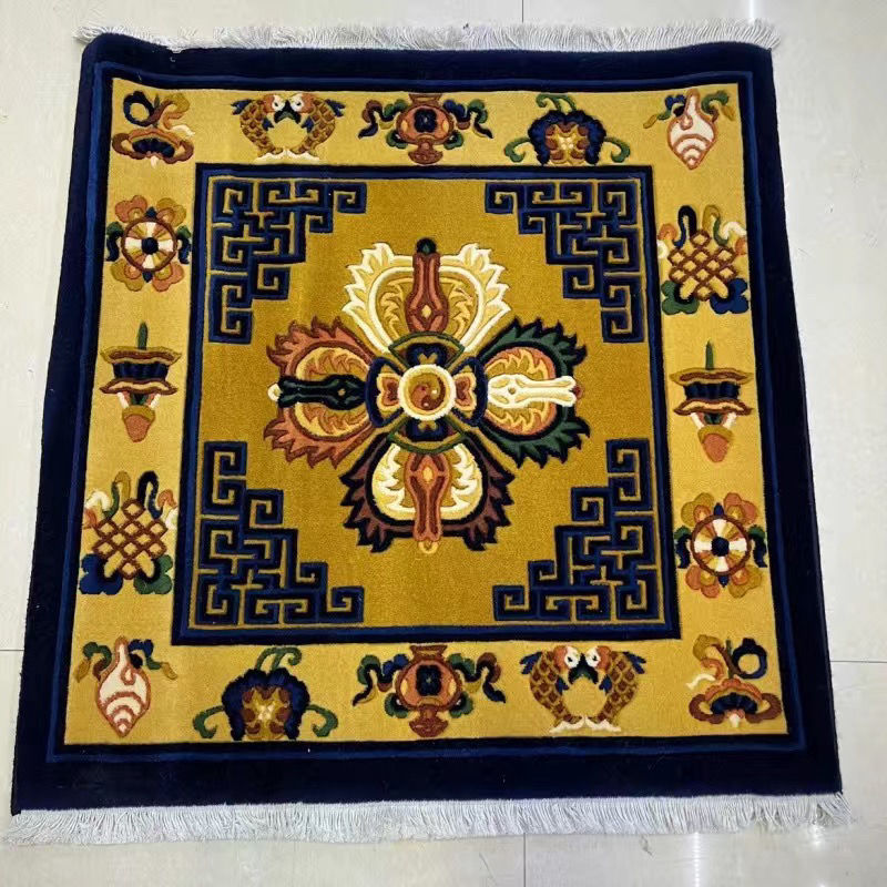 藏式纯羊毛立体剪花地毯十字金刚杵地毯藏毯沙发垫拜垫瑜伽坐毯