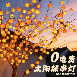 太阳能彩灯氛围灯串红灯笼家用户外庭院柿柿如意春节过年装饰挂件
