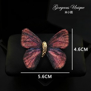 复古轻盈刺绣蝴蝶胸花高端精致时尚 米小图胸针记 奢华别针1916