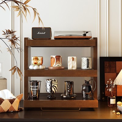 实木杯架咖啡机置物架咖啡角布置水杯咖啡杯子收纳置物架桌面架子