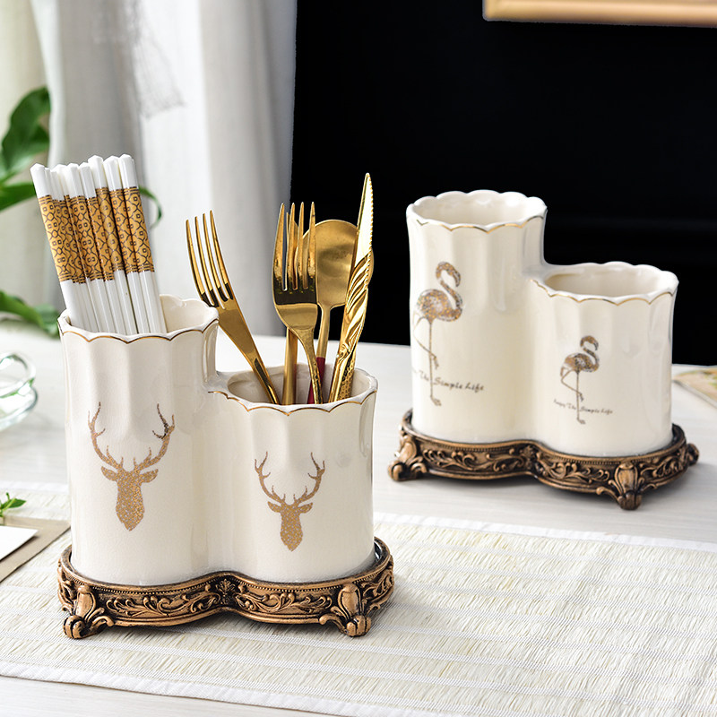 欧式陶瓷筷子架家用沥水防霉筷子筒双筷子桶筷子笼收纳置物架筷盒,餐饮具,餐具笼/架,淘宝优惠券,粉丝福利购,淘宝优惠卷