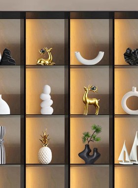 新中式摆件客厅玄关博古架摆设客厅酒柜办公室软装饰书房茶室摆件