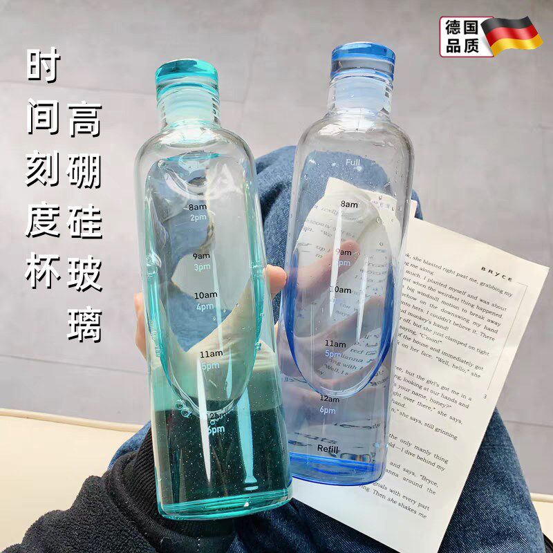 高硼硅时间刻度玻璃杯2025新款渐层色大J容量可携式外带咖啡冷萃