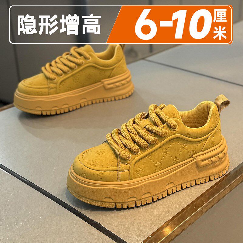 男士休闲板鞋厚底隐形内增高10CM小白鞋春夏季运动休闲网面鞋子男