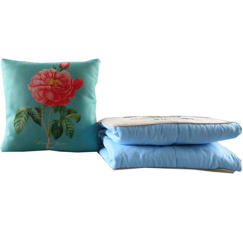 美式花鸟植物抱枕被子车用沙发夏天空调被子盖毯午休毯