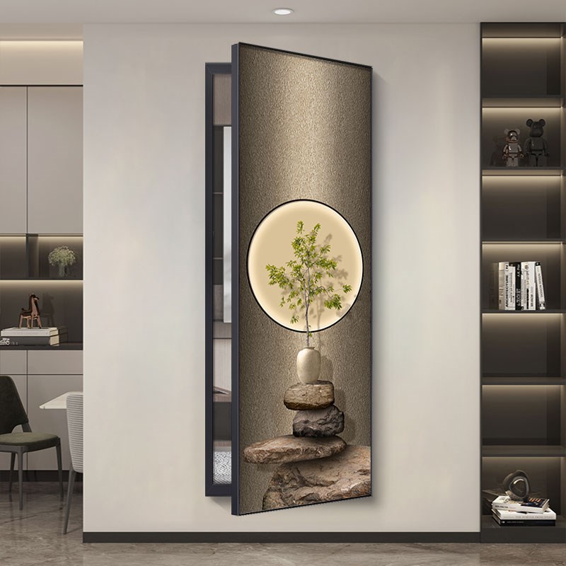 隐藏式穿衣镜式开门全身关闭镜推拉暗藏入户翻开壁画可玄关装饰画