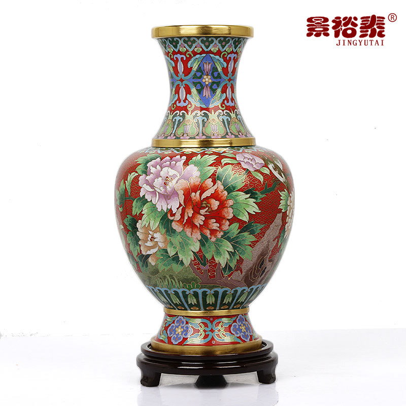 12寸景泰蓝铜花瓶客厅装饰品乔迁结婚礼物送老外生日礼品摆件
