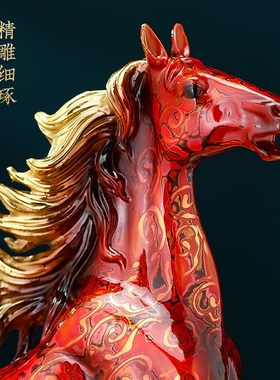 马到成功铜马摆件大漆工艺办公室装饰领导高档公司乔迁开 业