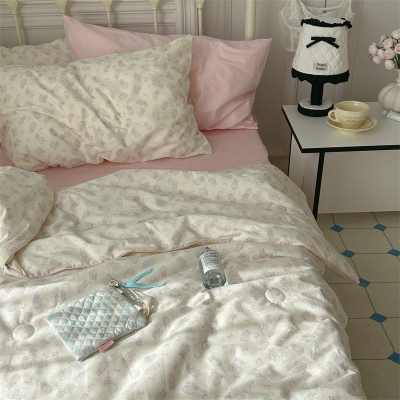 梨梦 懒懒猫 可爱纯棉夏被四件套全棉夏凉被薄被子空调被芯可水洗,床上用品,化纤被,淘宝优惠券,粉丝福利购,淘宝优惠卷