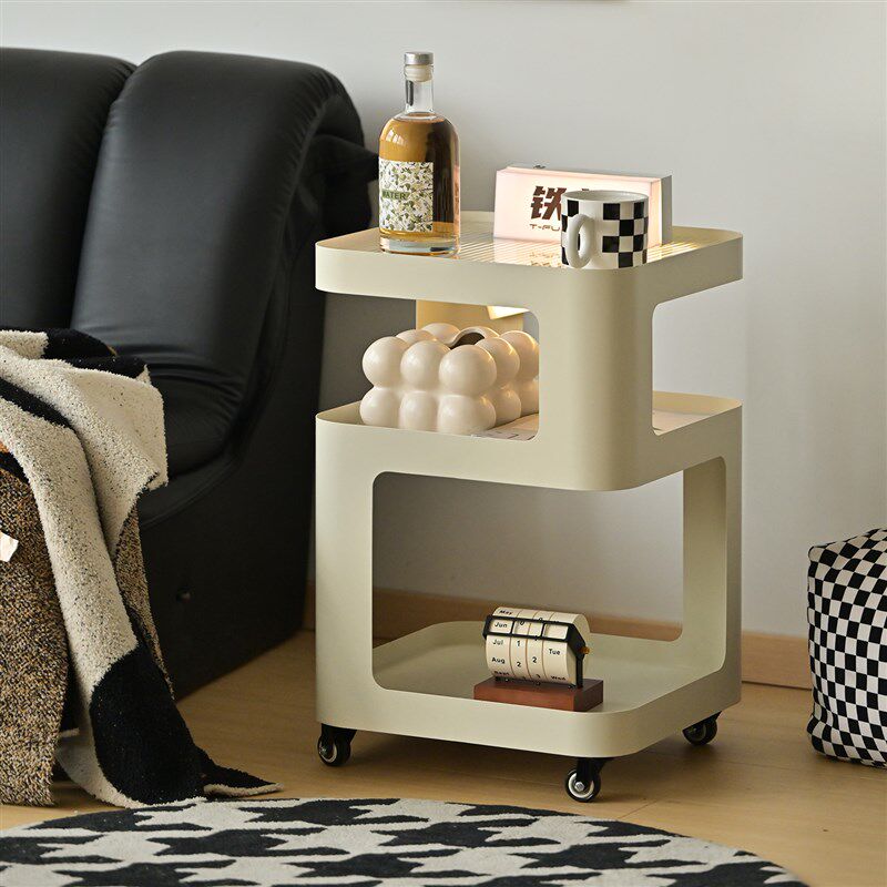 奶油风沙发边几可移动小茶几迷你桌子铁艺推车边柜侧边边桌