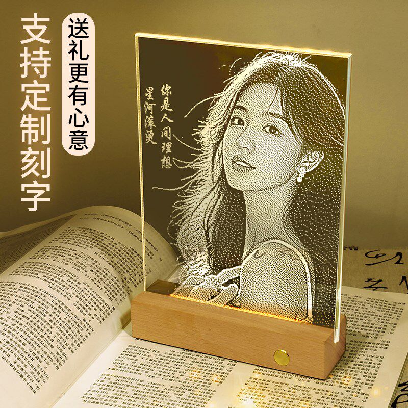 圣诞节锤子玻璃画定制送情侣老婆礼物结婚纪念送女友生日定制礼物