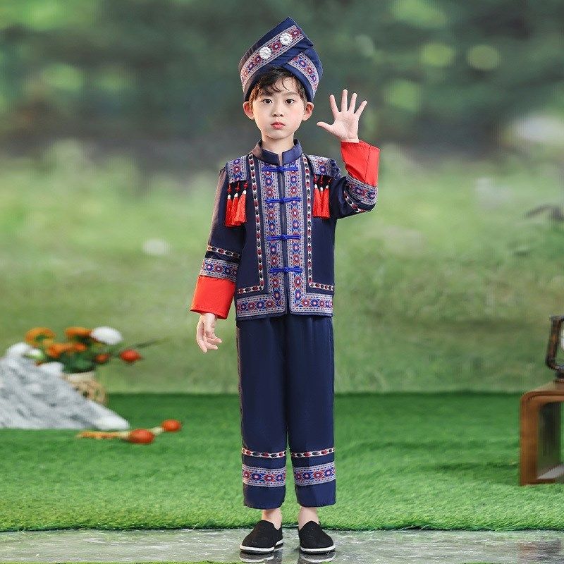 三月三民族服装儿童广西壮服演出56F个少数服饰苗族黎族彝族舞蹈