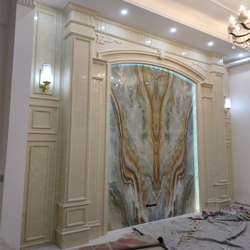 高温微晶石岩板电视背景墙瓷砖大理石沙发装饰画客厅玄关壁画墙纸