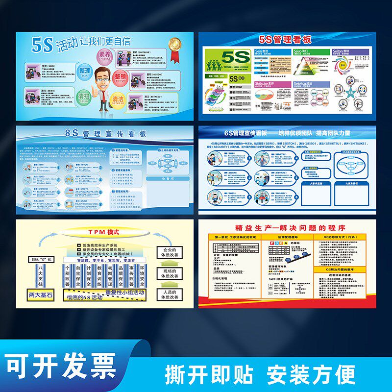 工厂生产车间5S6S7S8S9S10S现场管理看板安全质量广告宣传栏贴纸