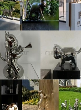 不锈钢猫雕塑支持各种款式定制小品园林景观抽象金属装饰落地摆件
