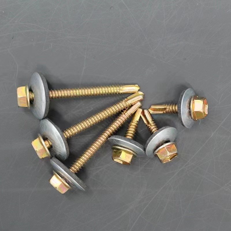 彩锌复合垫外六角钻尾螺丝自带加大防水垫圈自攻自钻彩钢瓦燕尾钉
