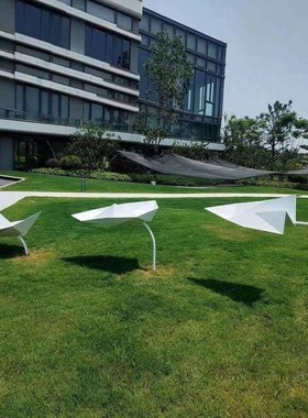 户外不锈钢抽象折纸船雕塑园林景观公园广场草坪装饰展馆艺术摆件