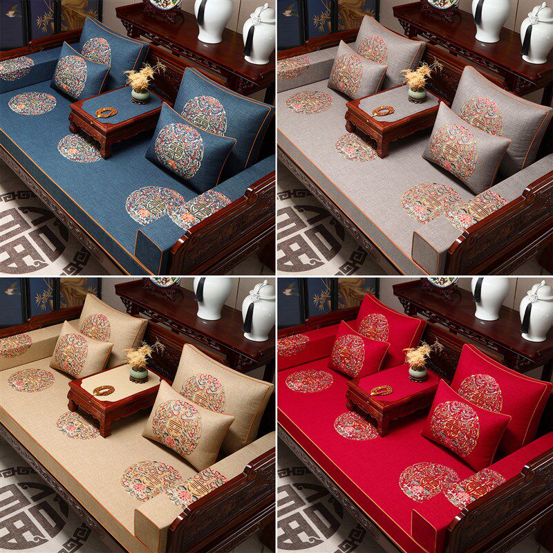 中式红木罗汉床五件套沙发坐垫高端垫子实木家俱沙发垫套定制座垫