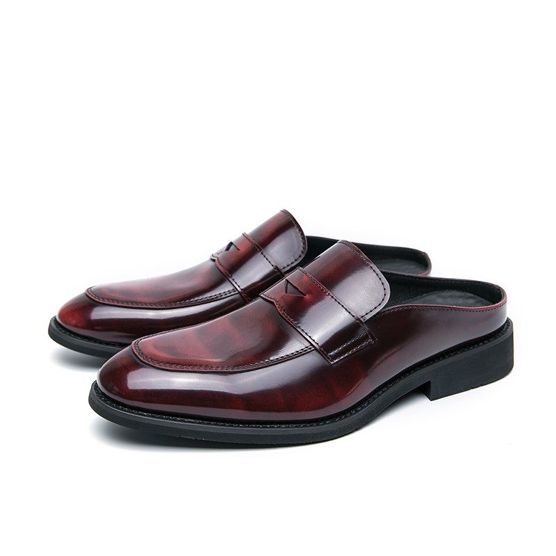 半拖鞋男外穿防滑懒人一脚蹬影楼包头拖鞋男士商场试衣间皮拖鞋男