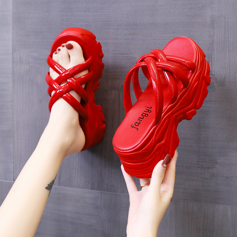 厚底拖鞋女夏外穿法式高跟凉鞋女款2025新款凉拖女鞋子海边沙滩鞋