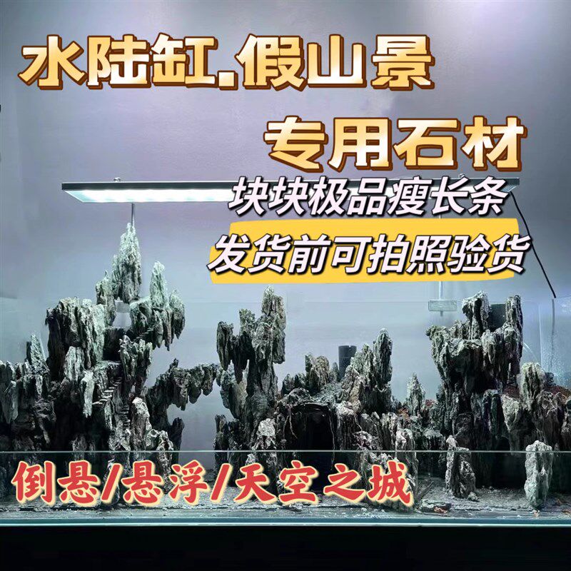 水陆缸造景未酸洗青龙石树纹石z假山微景观鱼缸造景奇石草缸溪流