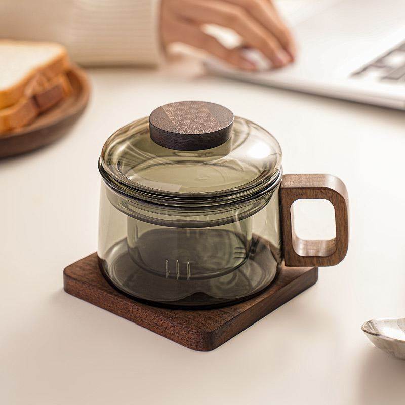 玻璃茶杯茶杯茶水分离杯子家用迷你墩墩杯办公室泡花茶水杯咖啡杯
