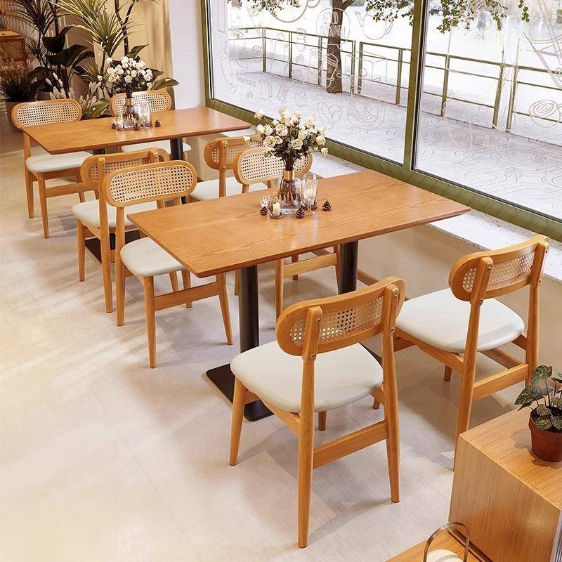 日系咖啡厅桌椅组合网红轻食甜品奶茶店专用实木桌子餐饮店商用椅