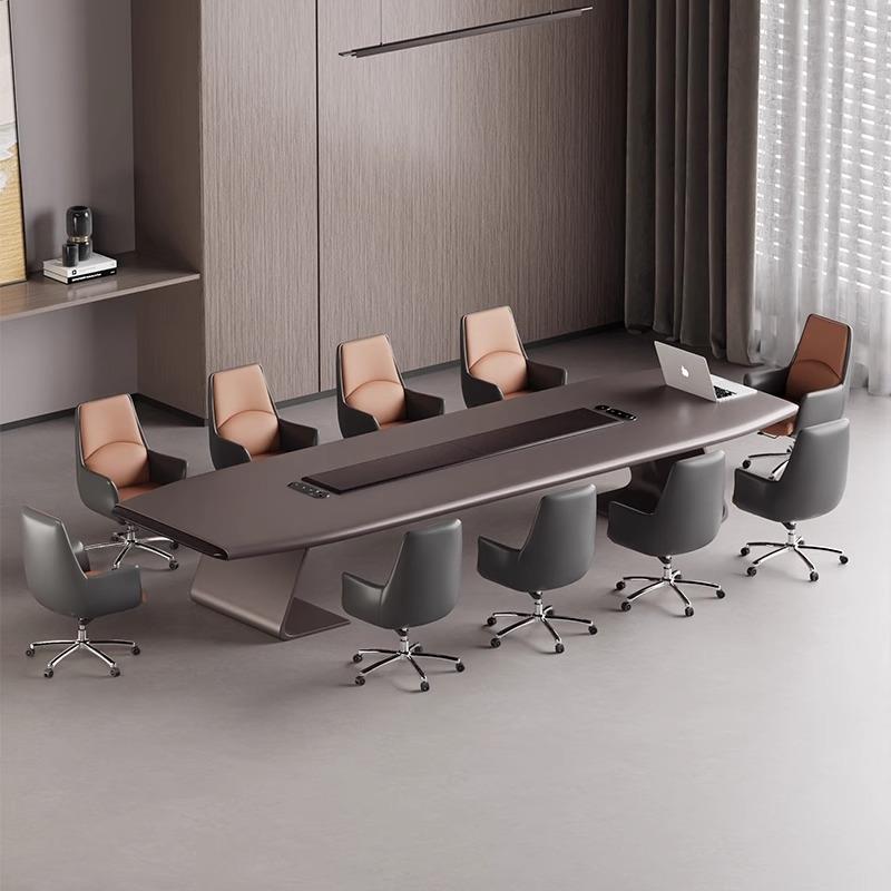 高档烤漆会议桌长桌大中型办公室简约现代会议桌培训洽谈桌椅组合