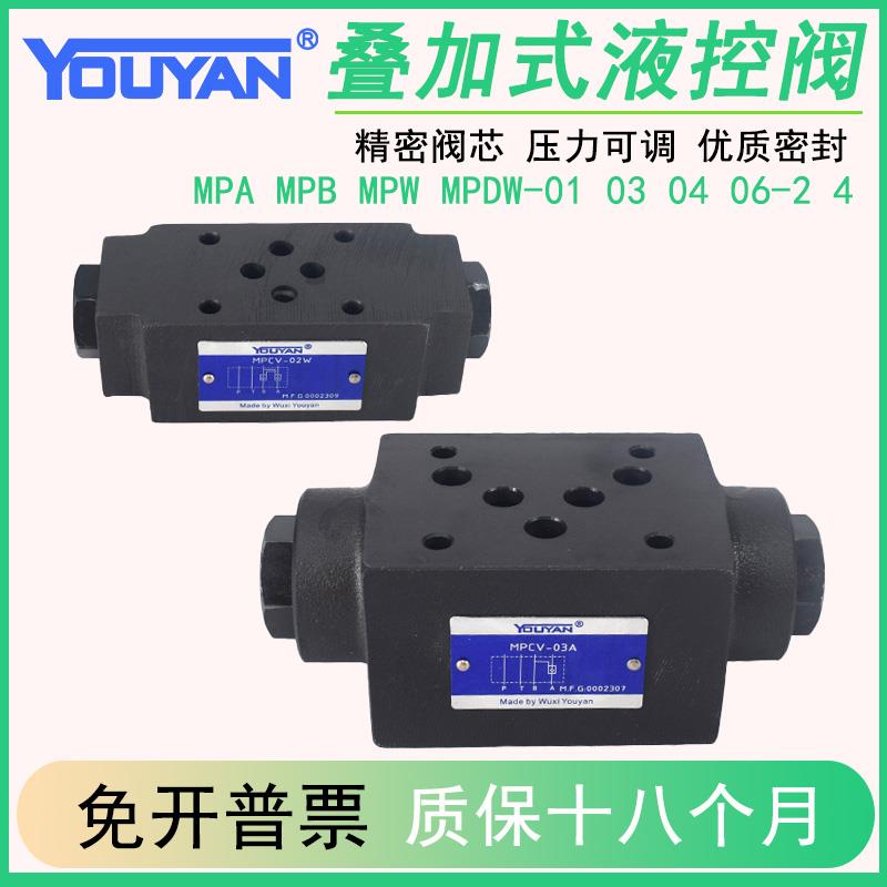 MPA-01 MPB MPW-01-2/4-40叠加式MPW-03液控04单向阀06液压保压阀