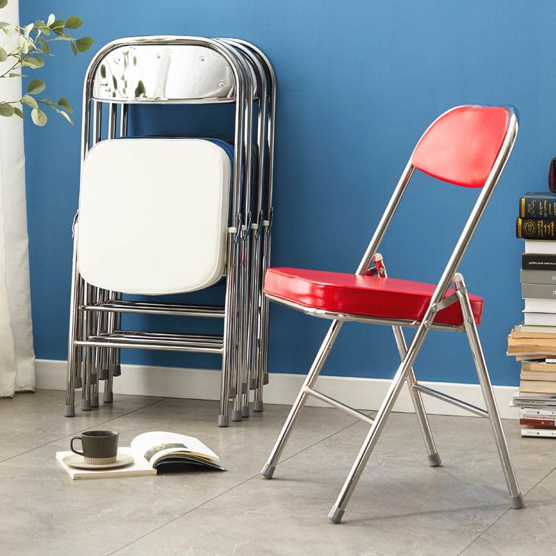 家用折叠椅子简约现代中古加厚靠背餐椅宿舍办公会议电脑拍照凳子