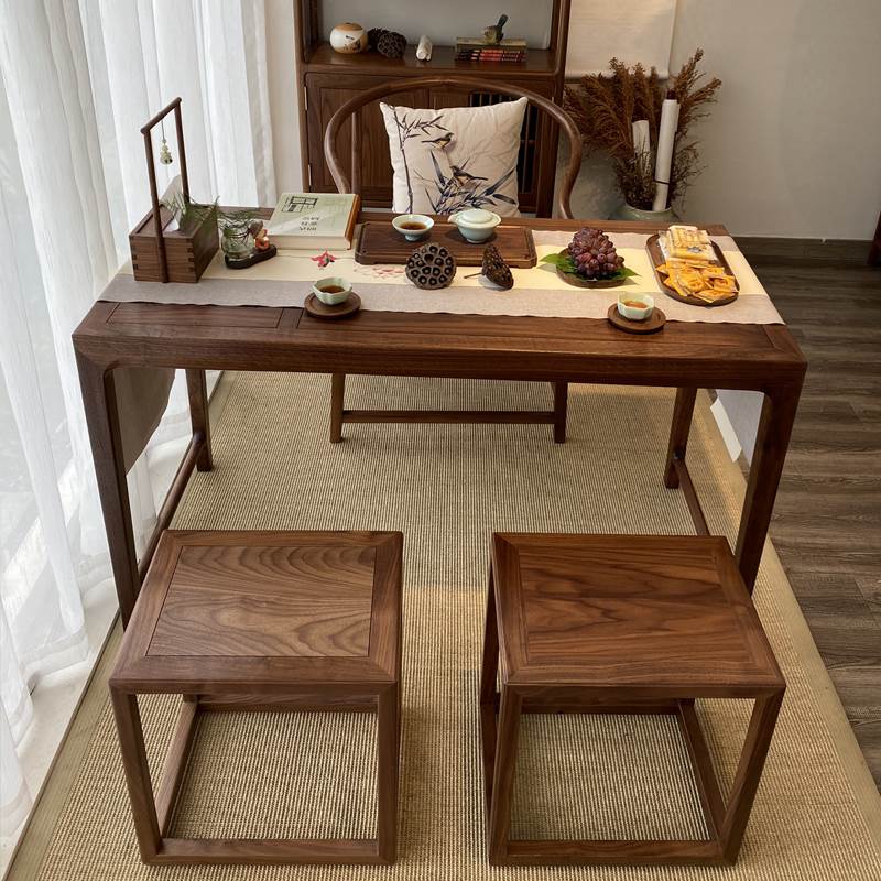 新中式茶桌2025新款高端胡桃木实木阳台茶桌小型家用客厅禅意茶台