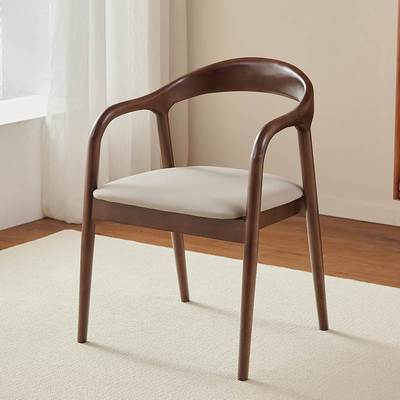 实木椅子餐椅家用靠背凳子软包高级办公会议带扶手书桌椅法式复古