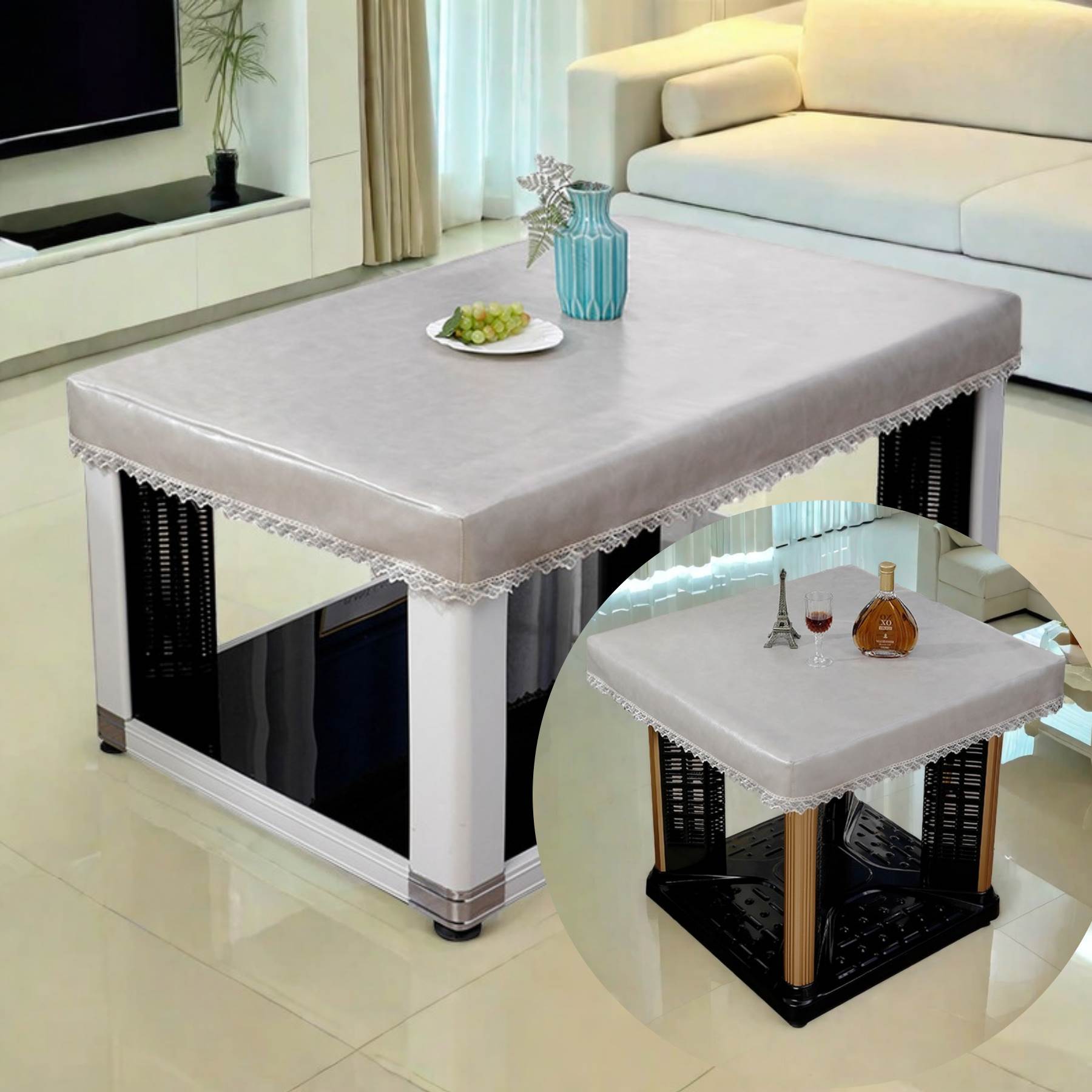 长方形烤火桌皮罩套防水防油免洗桌布防烫防尘餐桌垫麻将机茶几罩