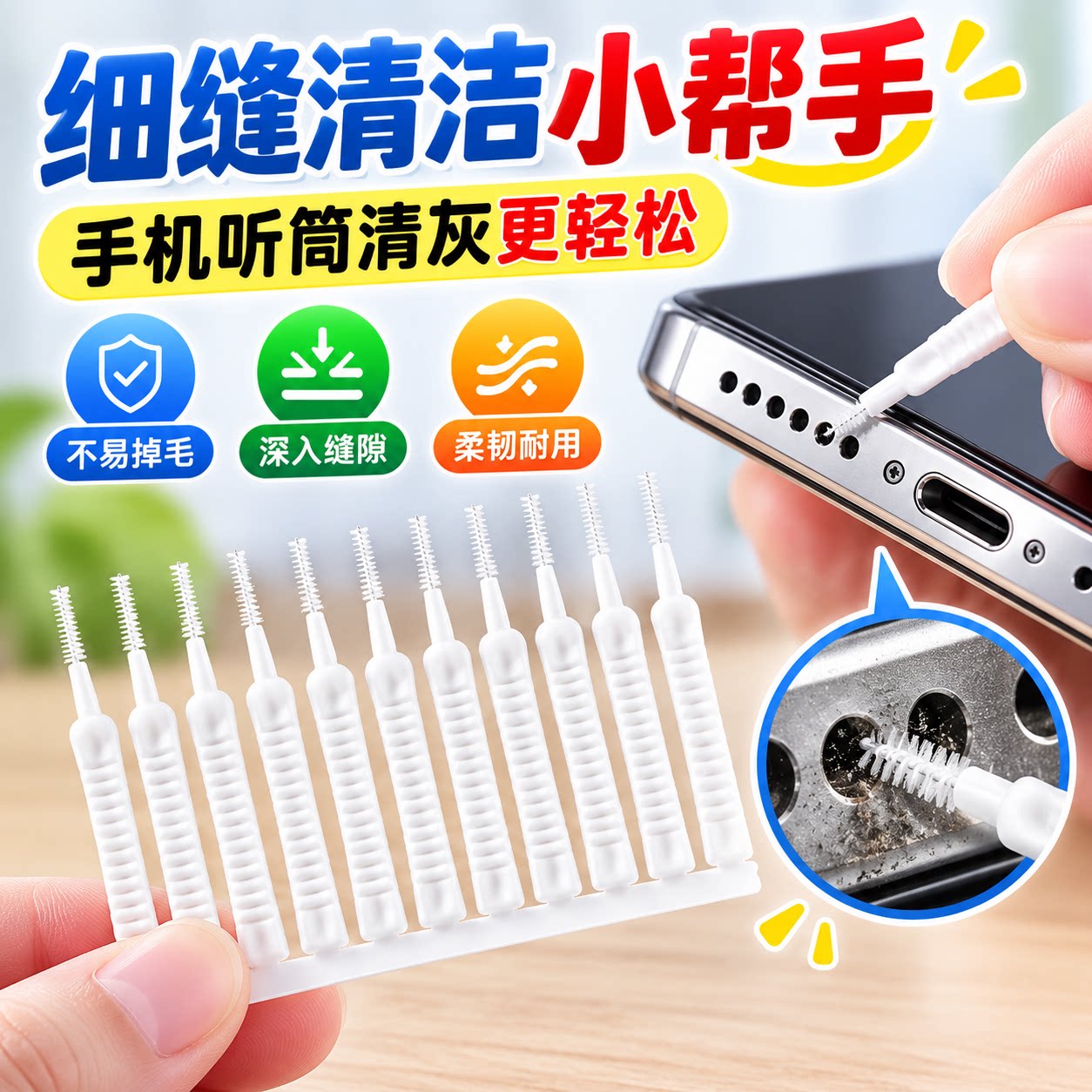 花洒孔清洁刷清洗莲蓬头刷疏通神器手机充电孔刷缝隙喷头清洁刷子