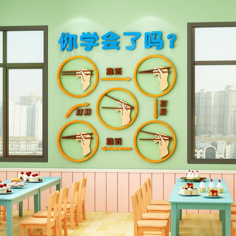 幼儿园食堂文化环创主题墙布置学会用筷子墙贴教室区域角墙面装饰