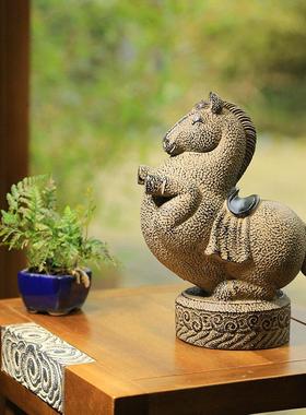 室内仿古马摆件客厅书房电视柜桌面新中式装饰创意工艺招财礼品