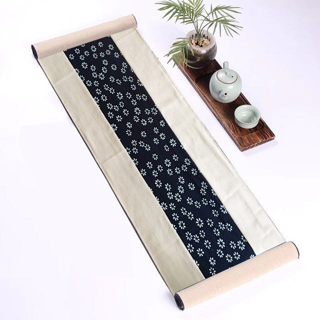 中式新古典民族布艺亚麻蓝色印花桌旗 茶几餐桌布艺软饰台布 床旗,居家布艺,桌旗,淘宝优惠券,粉丝福利购,淘宝优惠卷