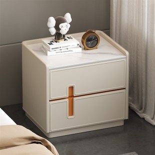 轻奢高级感实木床头柜简约现代卧室家用大尺寸奶油风2025网红新款