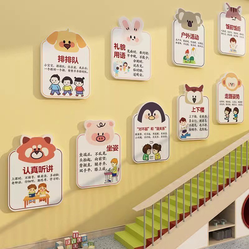 幼儿园文明礼仪墙贴画环创教室主题布置文化墙好习惯养成成品装饰