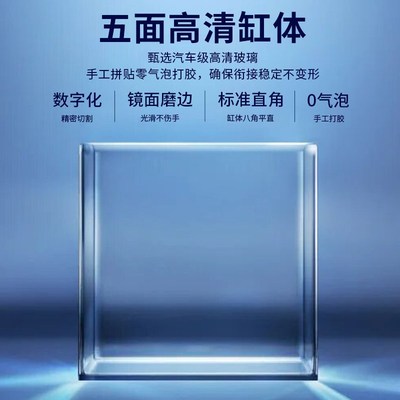 宝宁2024新款玻璃缸金鱼缸家用客厅小型桌面乌龟缸生态长方形裸缸
